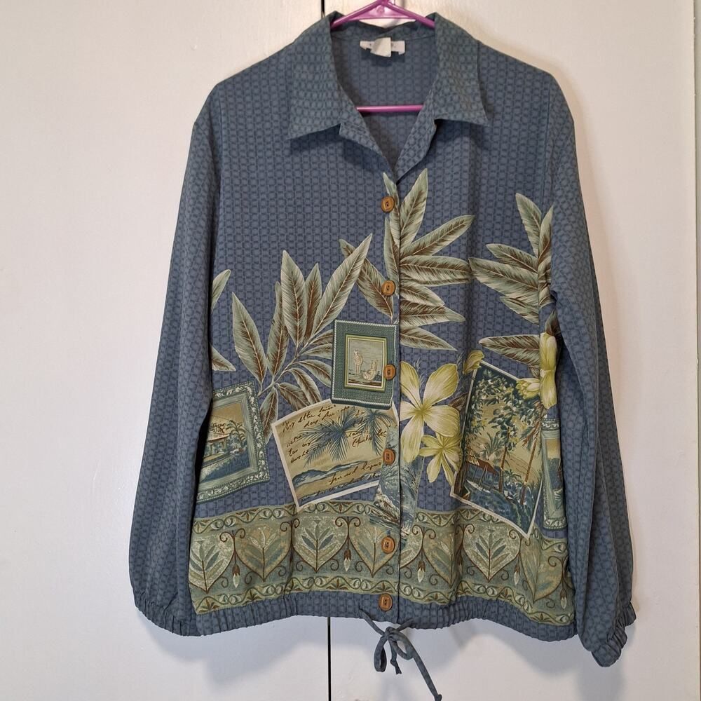 Teddi Vintage Womens Island Vacation Windbreaker Jacket Size Large